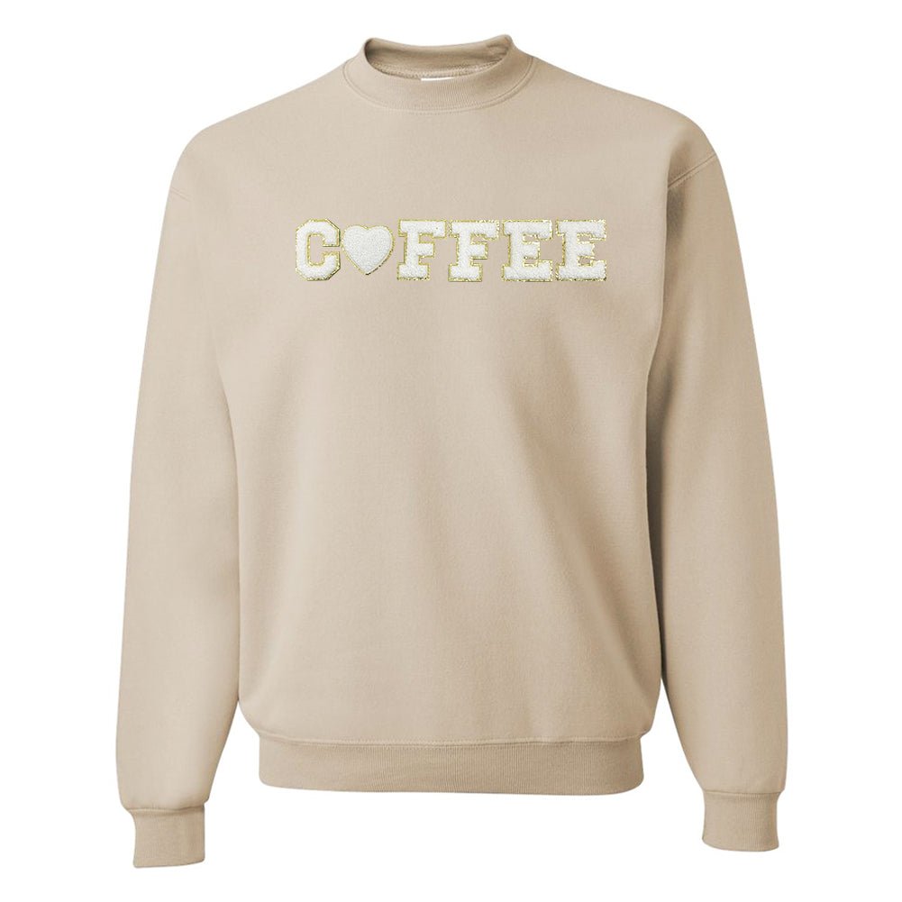 Coffee Heart Letter Patch Crewneck Sweatshirt - United Monograms