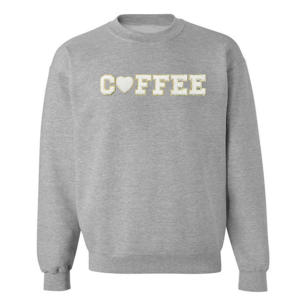 Coffee Heart Letter Patch Crewneck Sweatshirt - United Monograms