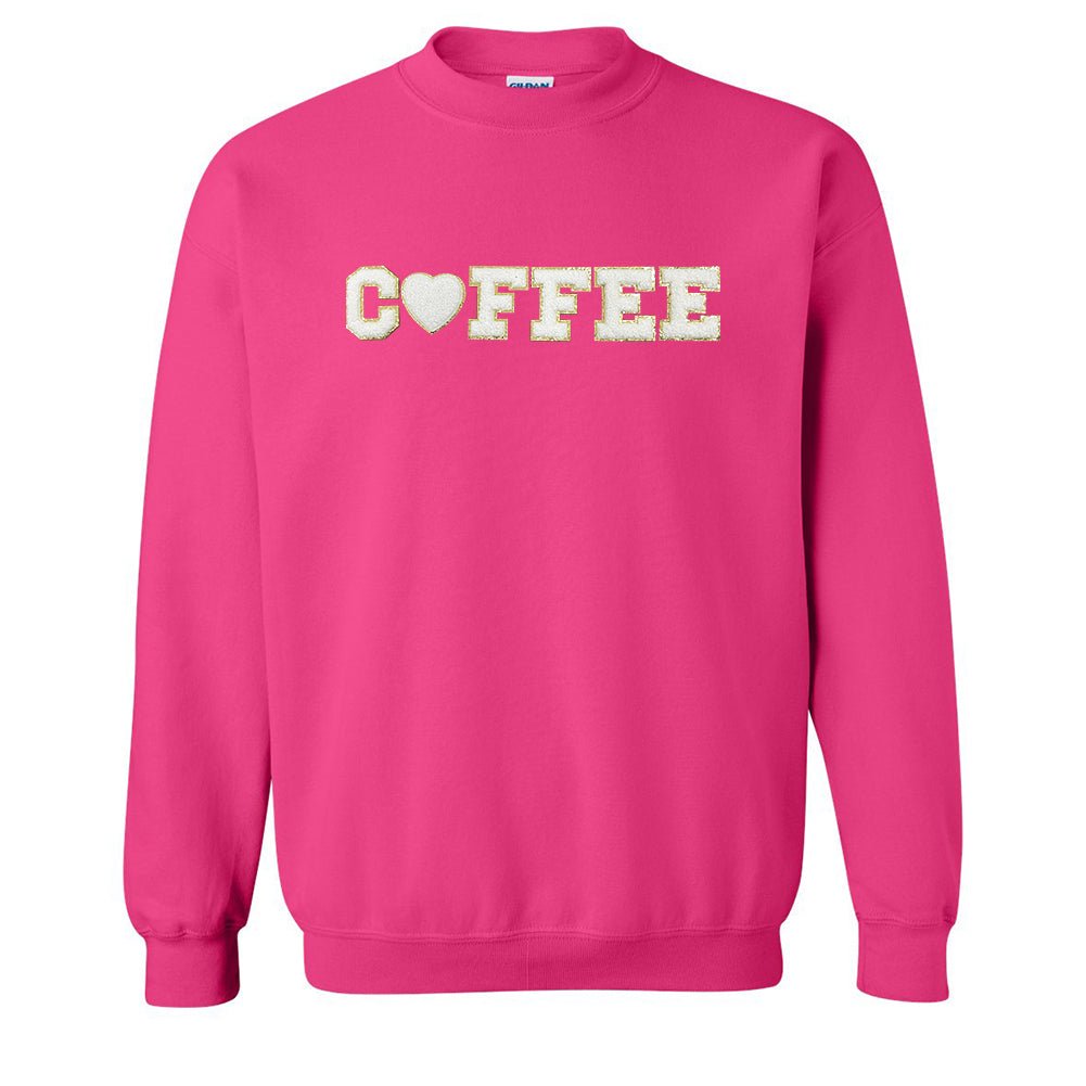 Coffee Heart Letter Patch Crewneck Sweatshirt - United Monograms