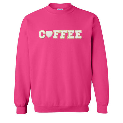 Coffee Heart Letter Patch Crewneck Sweatshirt - United Monograms