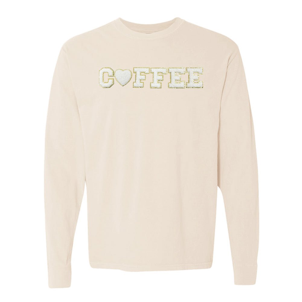 Coffee Heart Letter Patch Long Sleeve T-Shirt - United Monograms