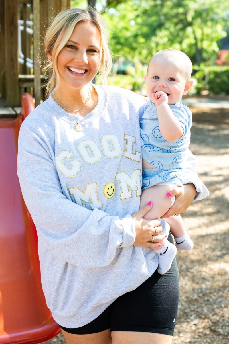 Cool Mom Letter Patch Sweatshirt - United Monograms
