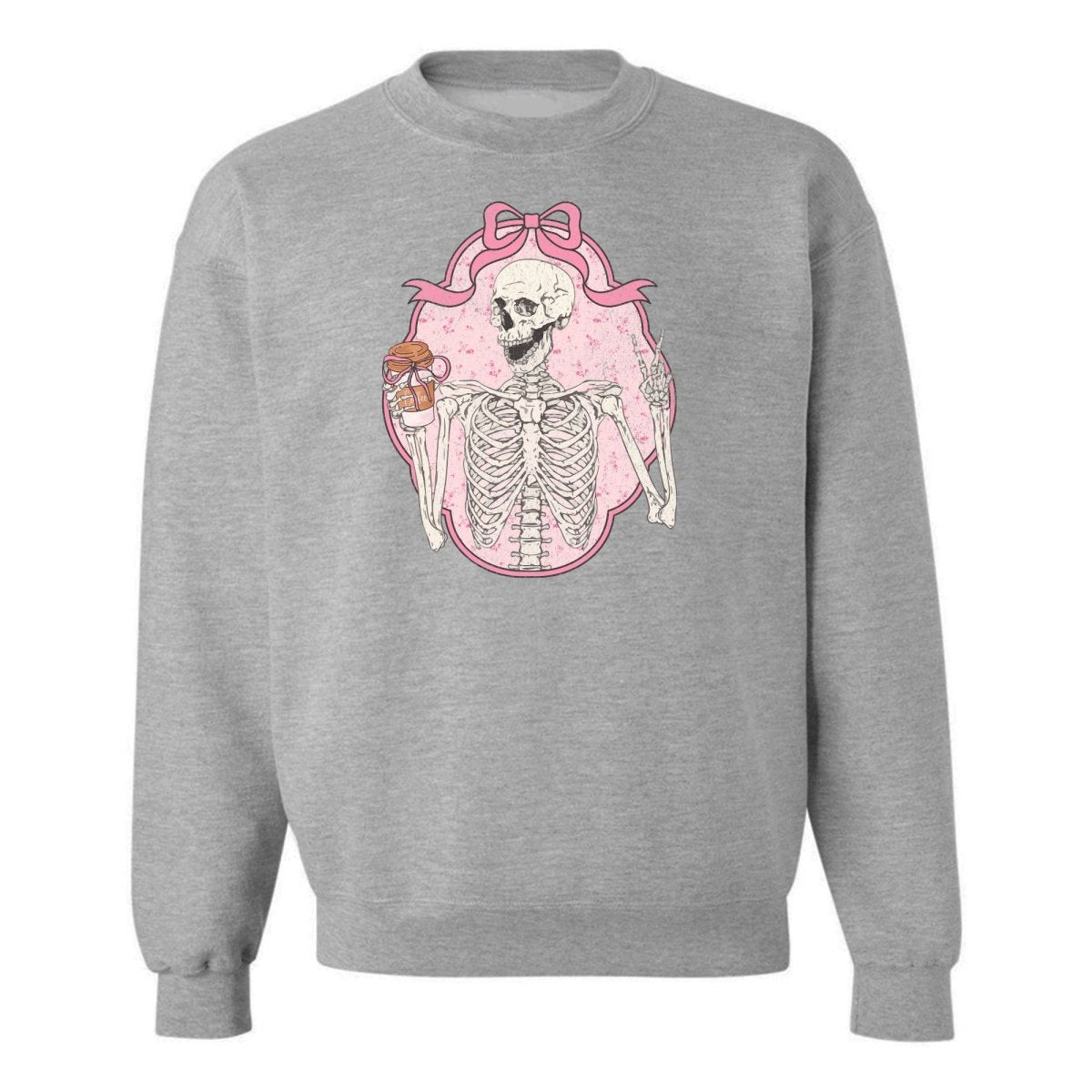 'Coquette Coffee Skeleton' Crewneck Sweatshirt - United Monograms