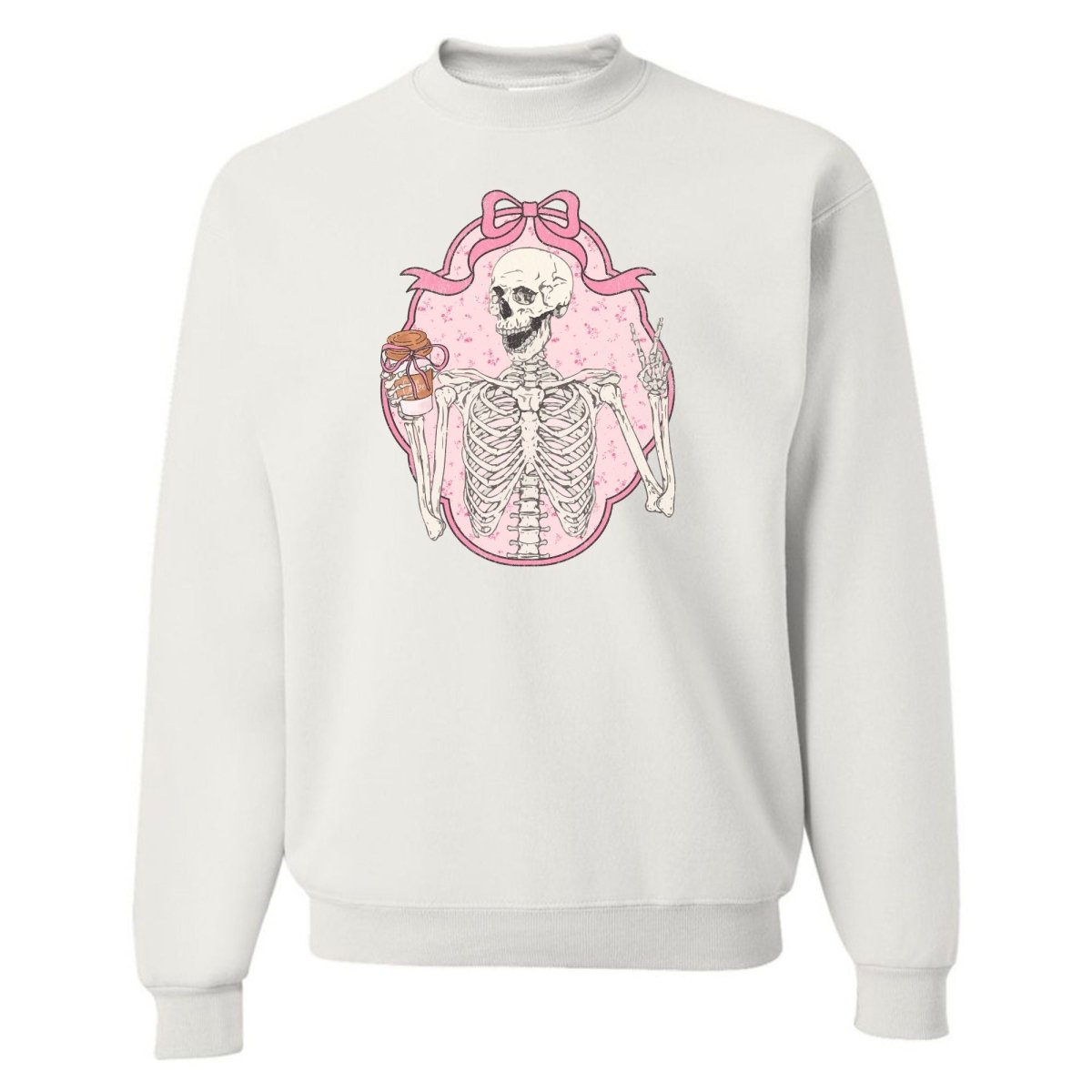 'Coquette Coffee Skeleton' Crewneck Sweatshirt - United Monograms