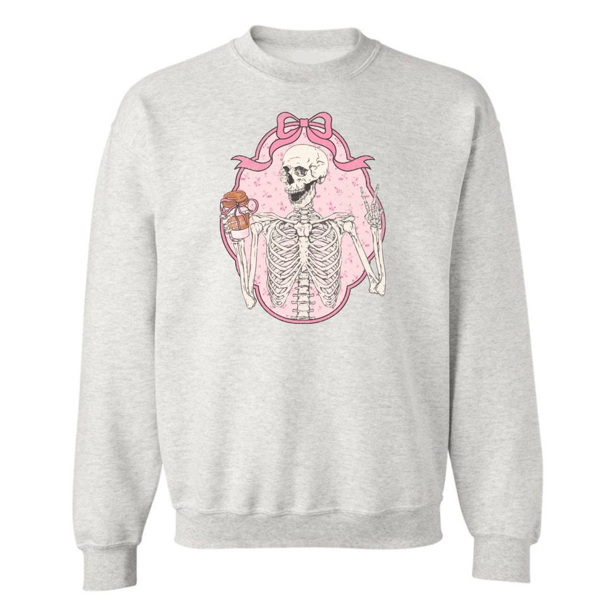 'Coquette Coffee Skeleton' Crewneck Sweatshirt - United Monograms