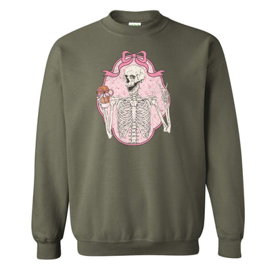 'Coquette Coffee Skeleton' Crewneck Sweatshirt - United Monograms