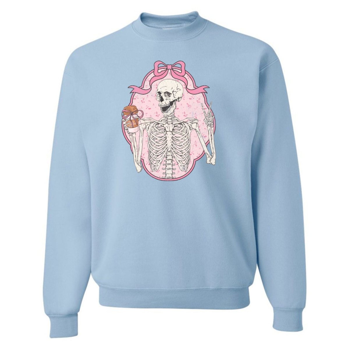 'Coquette Coffee Skeleton' Crewneck Sweatshirt - United Monograms