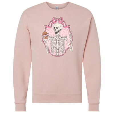 'Coquette Coffee Skeleton' Crewneck Sweatshirt - United Monograms