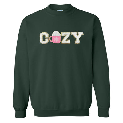 'Cozy' Letter Patch Crewneck Sweatshirt - United Monograms