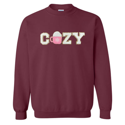 'Cozy' Letter Patch Crewneck Sweatshirt - United Monograms