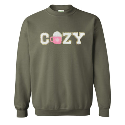 'Cozy' Letter Patch Crewneck Sweatshirt - United Monograms