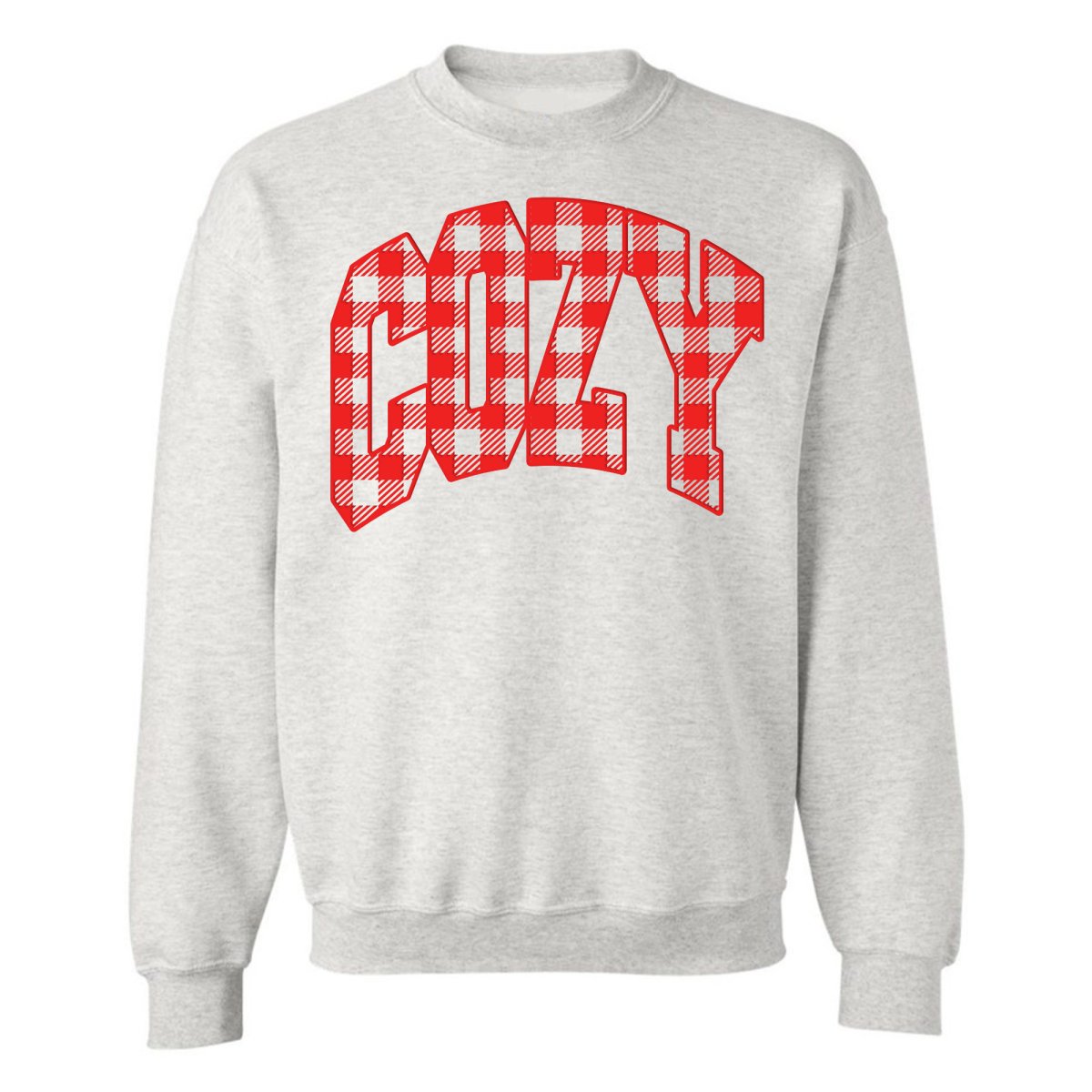 'Cozy Plaid' Puff Print Crewneck Sweatshirt - United Monograms