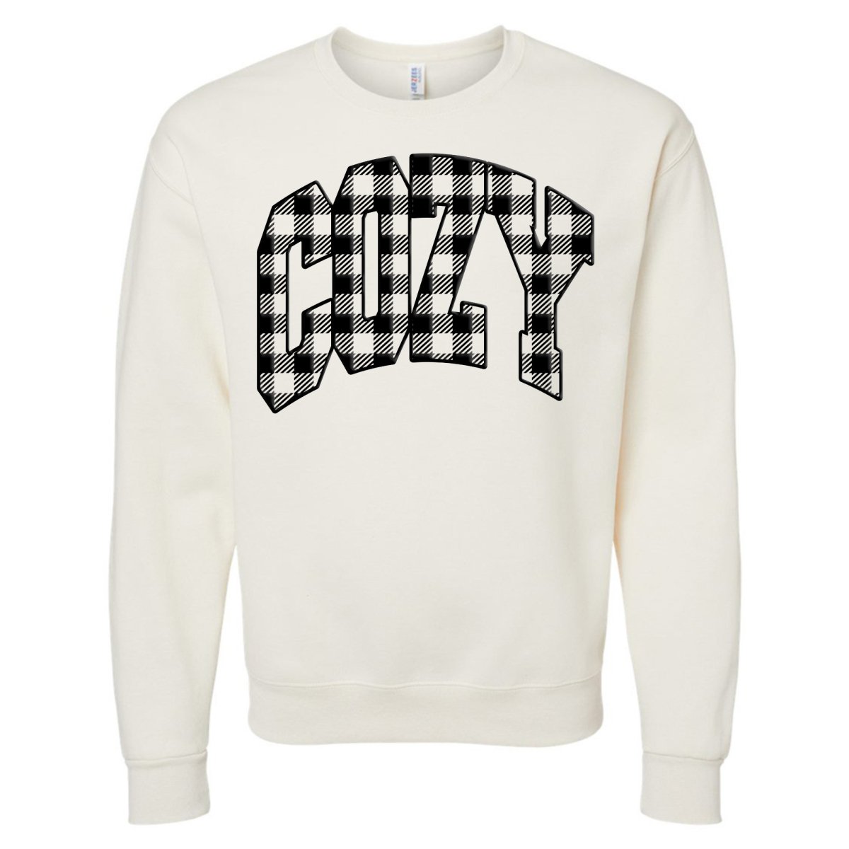 'Cozy Plaid' Puff Print Crewneck Sweatshirt - United Monograms