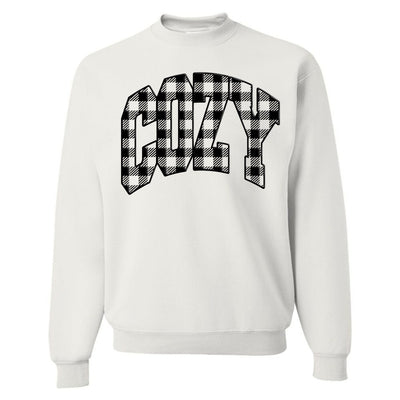 'Cozy Plaid' Puff Print Crewneck Sweatshirt - United Monograms