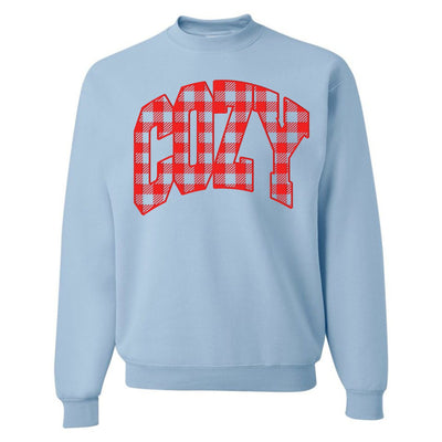 'Cozy Plaid' Puff Print Crewneck Sweatshirt - United Monograms
