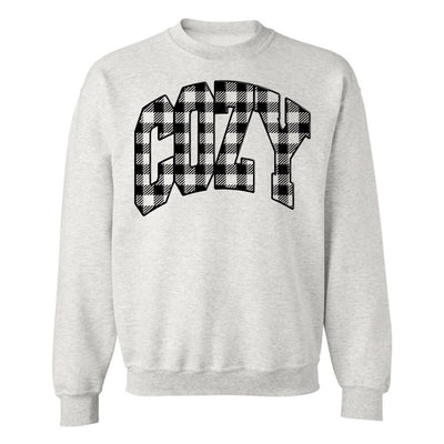 'Cozy Plaid' Puff Print Crewneck Sweatshirt - United Monograms