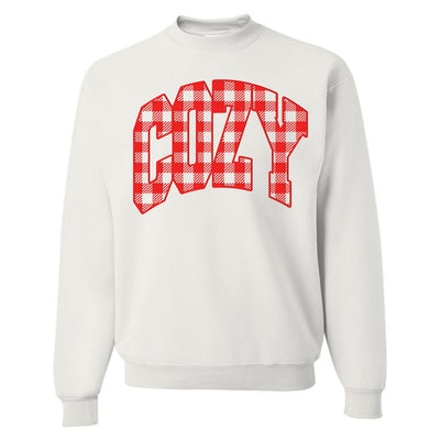 'Cozy Plaid' Puff Print Crewneck Sweatshirt - United Monograms