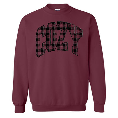 'Cozy Plaid' Puff Print Crewneck Sweatshirt - United Monograms