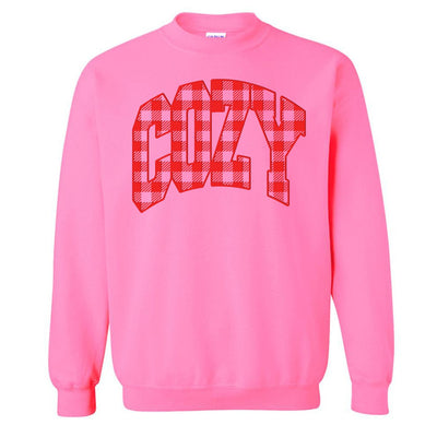 'Cozy Plaid' Puff Print Crewneck Sweatshirt - United Monograms
