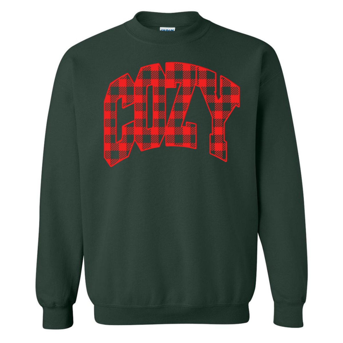 'Cozy Plaid' Puff Print Crewneck Sweatshirt - United Monograms