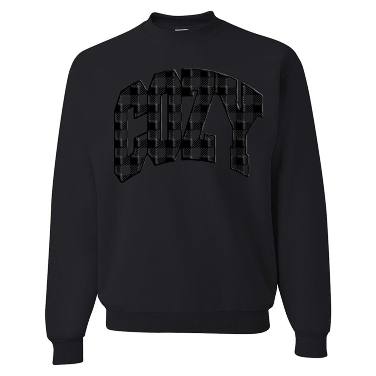 'Cozy Plaid' Puff Print Crewneck Sweatshirt - United Monograms