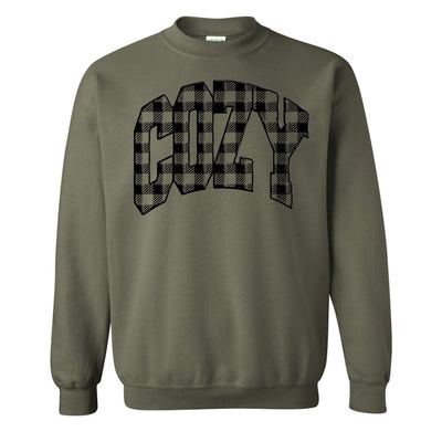 'Cozy Plaid' Puff Print Crewneck Sweatshirt - United Monograms