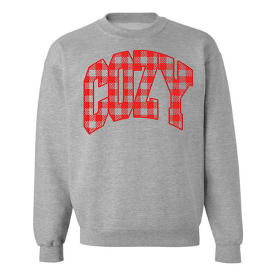 'Cozy Plaid' Puff Print Crewneck Sweatshirt - United Monograms