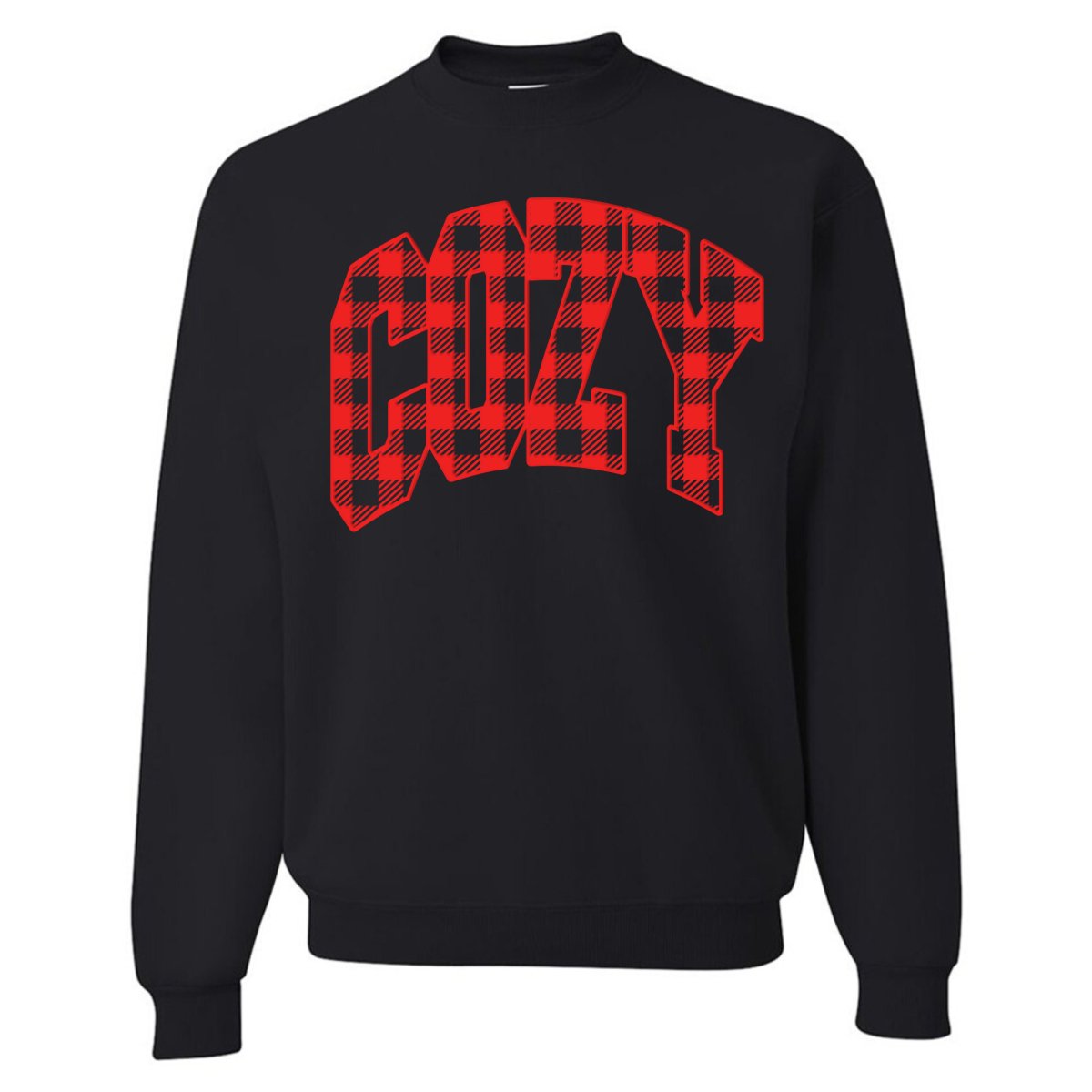 'Cozy Plaid' Puff Print Crewneck Sweatshirt - United Monograms