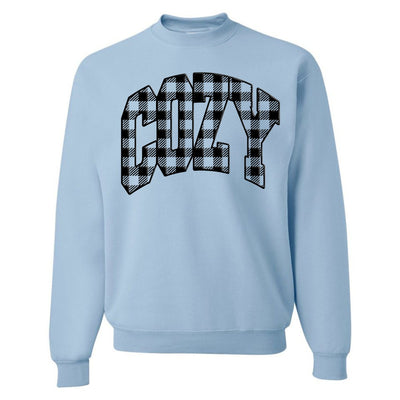 'Cozy Plaid' Puff Print Crewneck Sweatshirt - United Monograms