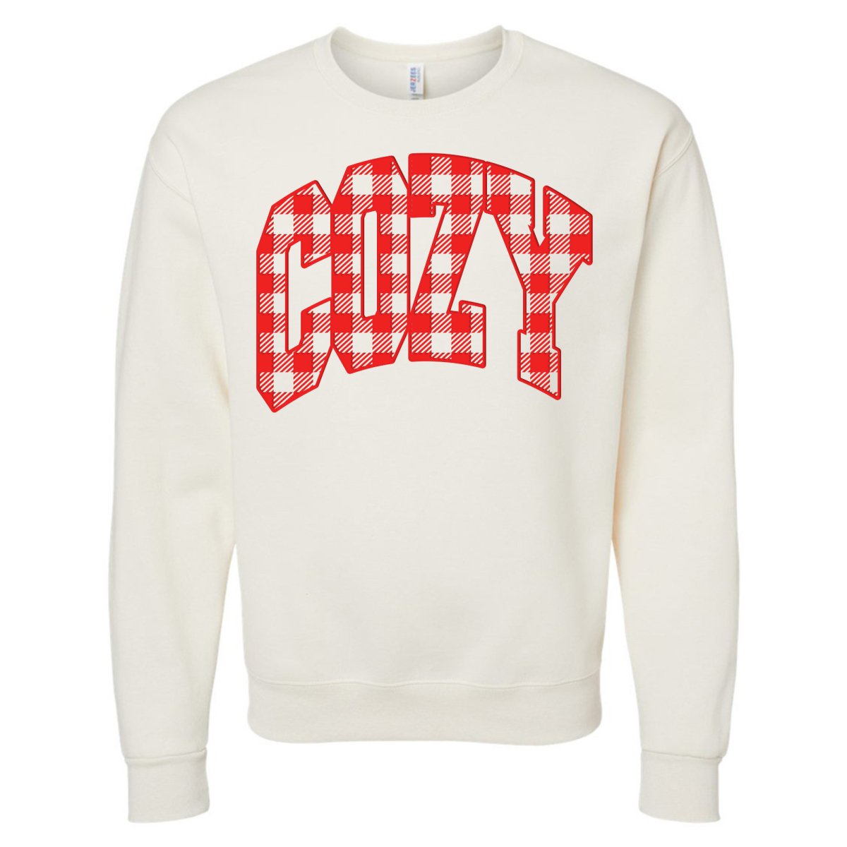 'Cozy Plaid' Puff Print Crewneck Sweatshirt - United Monograms