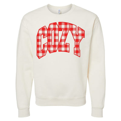 'Cozy Plaid' Puff Print Crewneck Sweatshirt - United Monograms