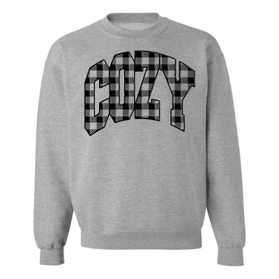 'Cozy Plaid' Puff Print Crewneck Sweatshirt - United Monograms