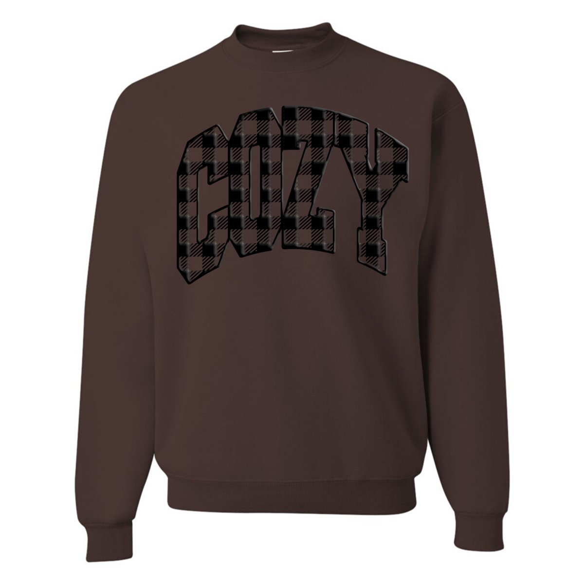 'Cozy Plaid' Puff Print Crewneck Sweatshirt - United Monograms