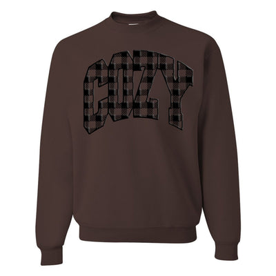 'Cozy Plaid' Puff Print Crewneck Sweatshirt - United Monograms