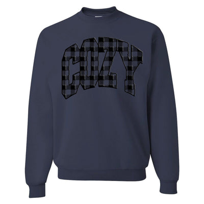 'Cozy Plaid' Puff Print Crewneck Sweatshirt - United Monograms