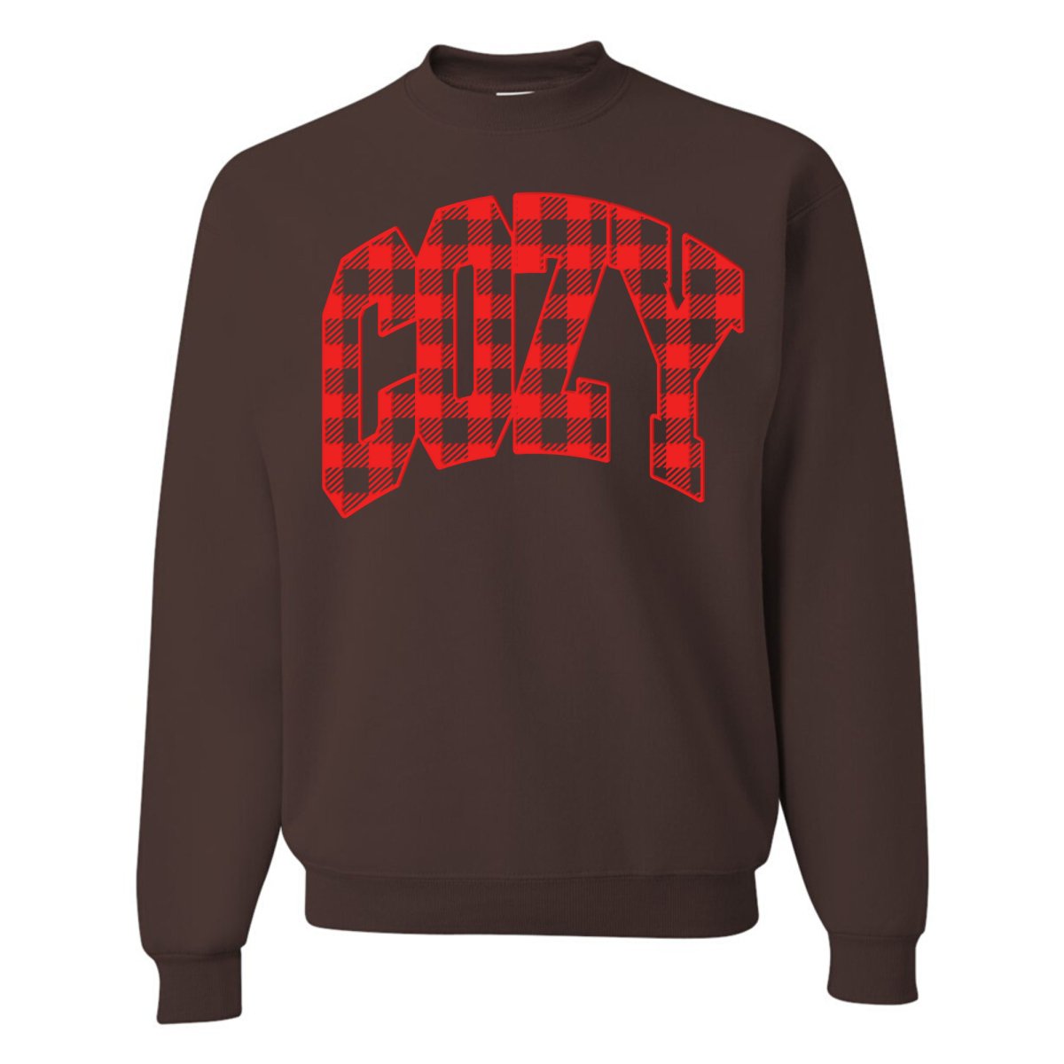 'Cozy Plaid' Puff Print Crewneck Sweatshirt - United Monograms