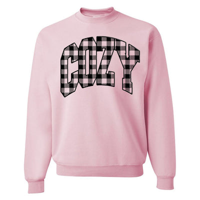 'Cozy Plaid' Puff Print Crewneck Sweatshirt - United Monograms