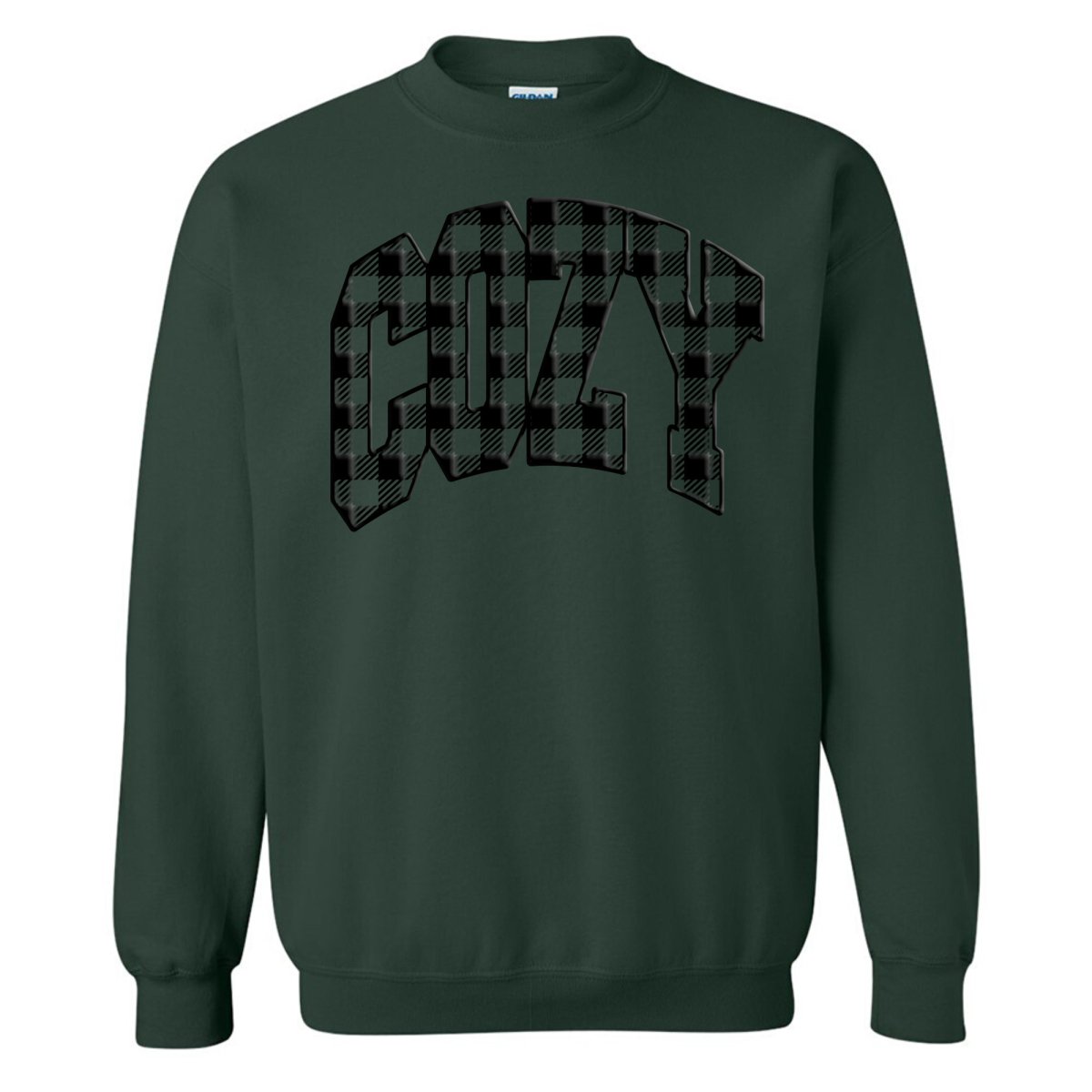 'Cozy Plaid' Puff Print Crewneck Sweatshirt - United Monograms