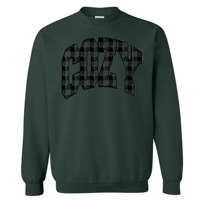 'Cozy Plaid' Puff Print Crewneck Sweatshirt - United Monograms