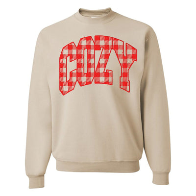 'Cozy Plaid' Puff Print Crewneck Sweatshirt - United Monograms