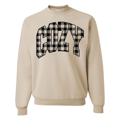 'Cozy Plaid' Puff Print Crewneck Sweatshirt - United Monograms