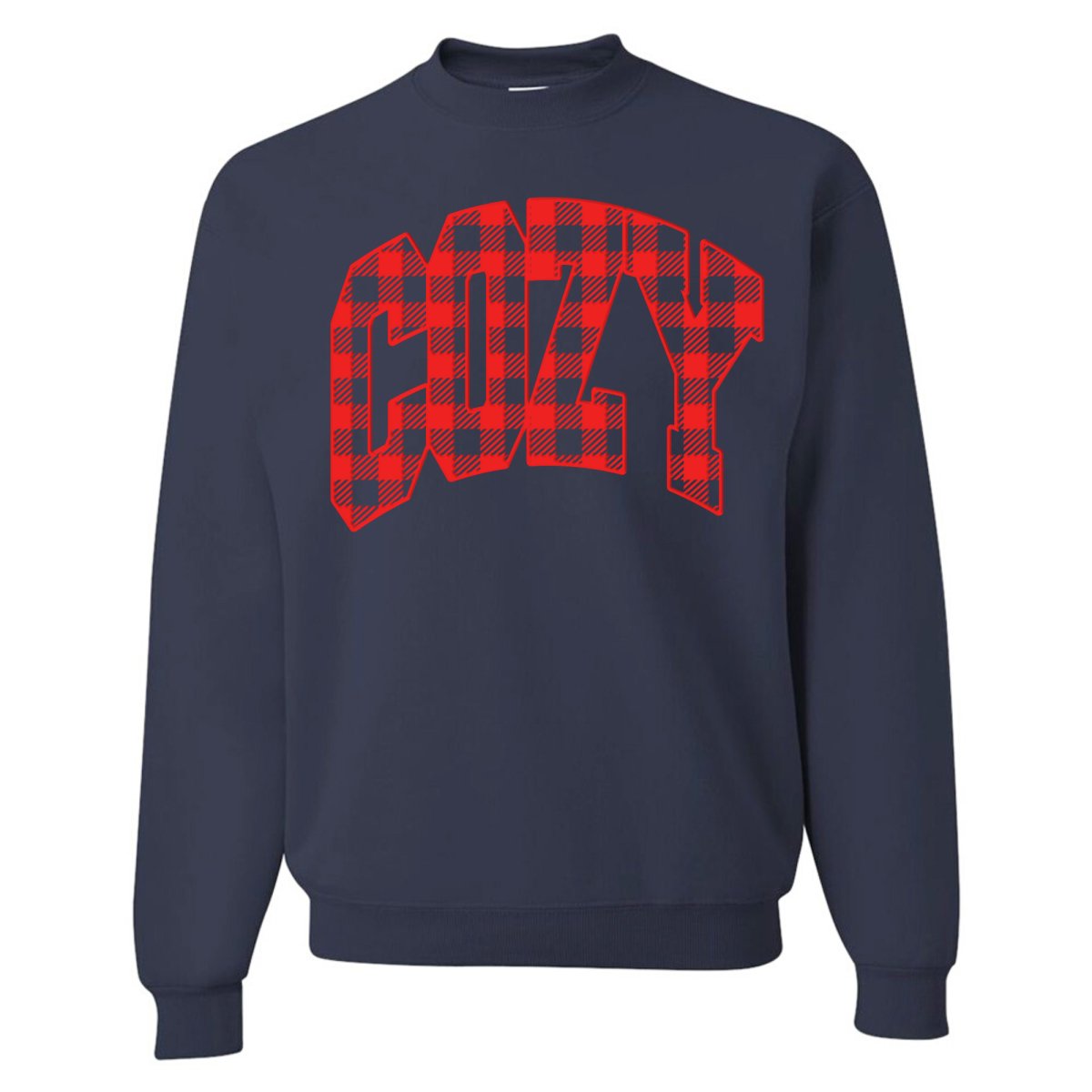 'Cozy Plaid' Puff Print Crewneck Sweatshirt - United Monograms