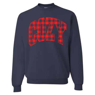 'Cozy Plaid' Puff Print Crewneck Sweatshirt - United Monograms