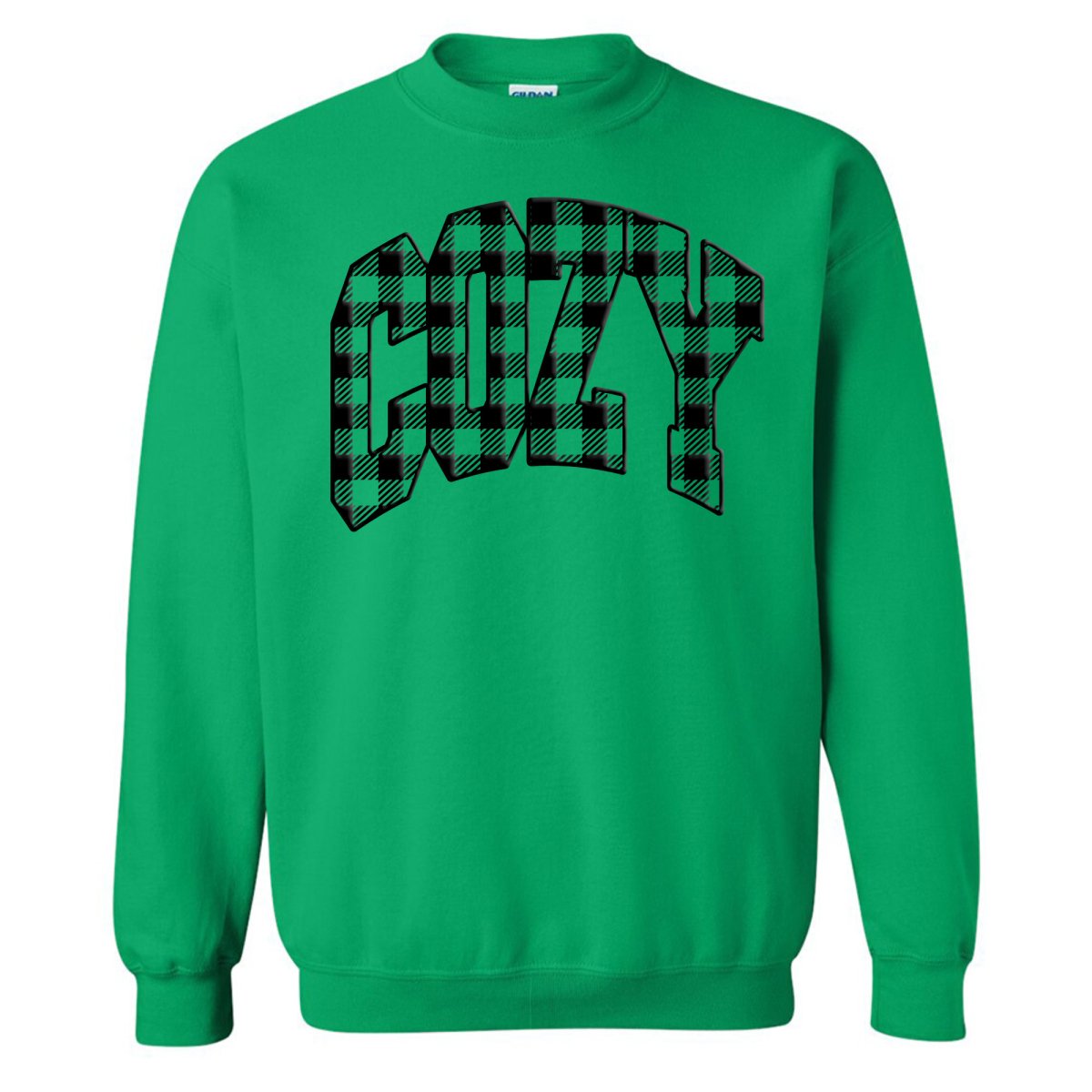 'Cozy Plaid' Puff Print Crewneck Sweatshirt - United Monograms