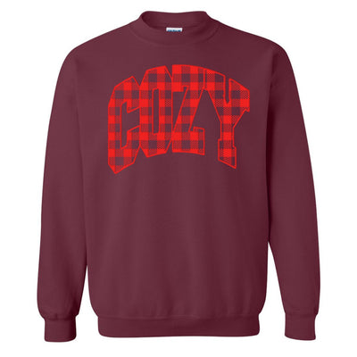 'Cozy Plaid' Puff Print Crewneck Sweatshirt - United Monograms
