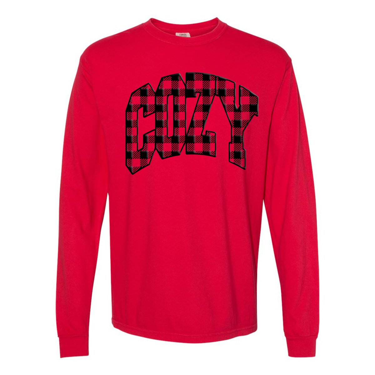 'Cozy Plaid' Puff Print Long Sleeve - United Monograms