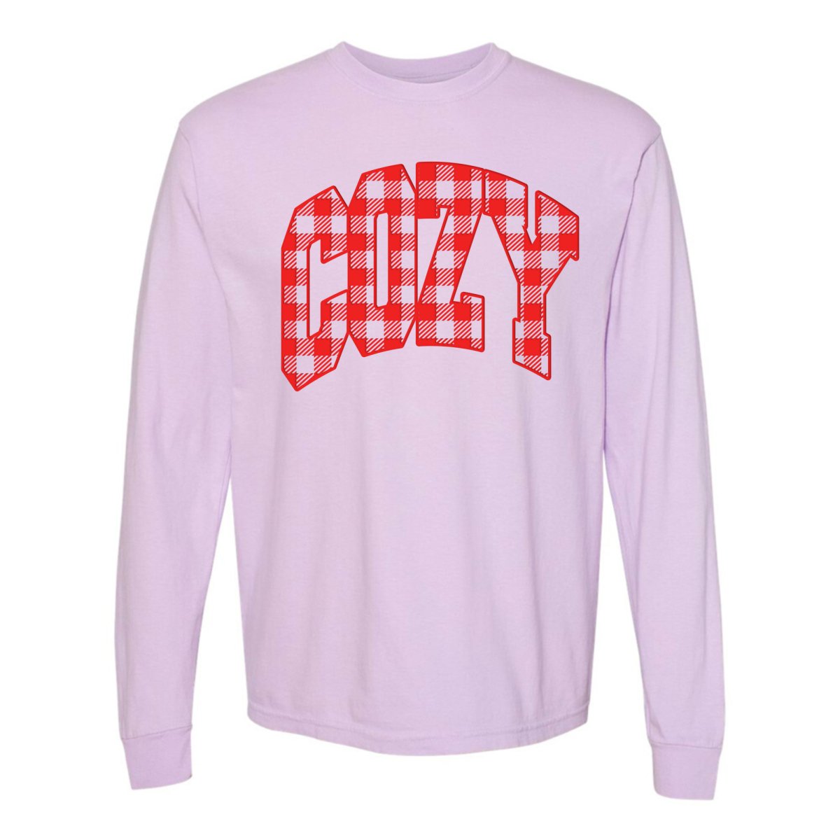 'Cozy Plaid' Puff Print Long Sleeve - United Monograms