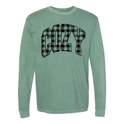 'Cozy Plaid' Puff Print Long Sleeve - United Monograms