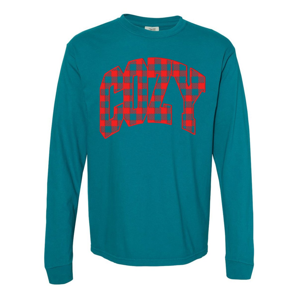 'Cozy Plaid' Puff Print Long Sleeve - United Monograms