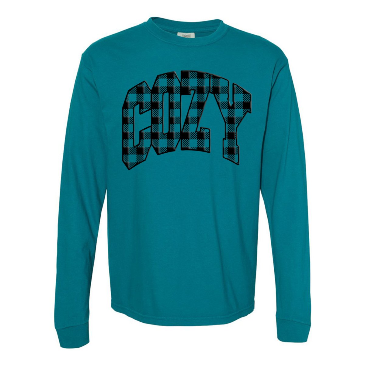'Cozy Plaid' Puff Print Long Sleeve - United Monograms